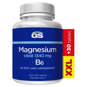 GS Magnesium citrát 1340 mg B6 XXL 100 + 30 tablet