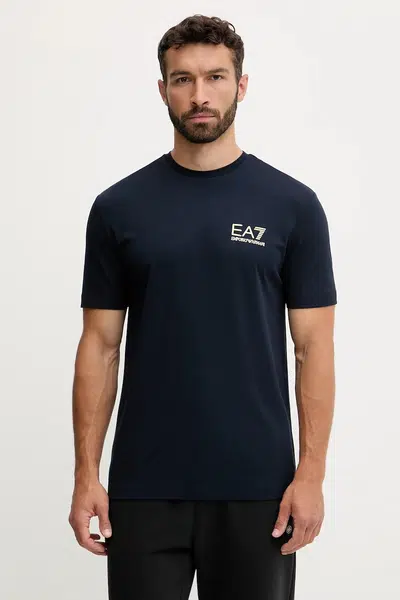 Tričko EA7 Emporio Armani pánské, tmavomodrá barva, s potiskem, AF13739.7M000666