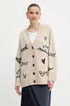 Vlněný kardigan Weekend Max Mara BELGIO dámský, béžová barva, 2525346082600