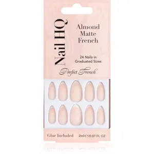 Nail HQ Almond Matte French umělé nehty s lepidlem 24 ks