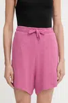 Kraťasy BOSS dámské, fialová barva, high waist, 50545617