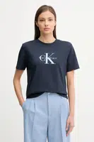 Bavlněné tričko Calvin Klein Jeans dámské, tmavomodrá barva, LV047B865G