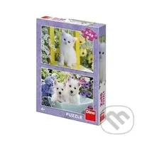 Koťátko a westíci - puzzle z kategorie 15 - 60 dílků