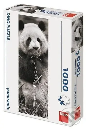 Panda v trávě Panoramic - puzzle z kategorie Zvířata
