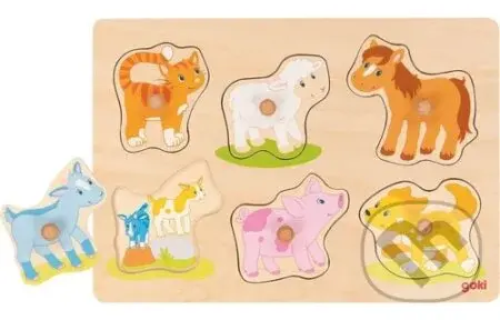 Zvířátka ze statku (Dřevěná vkládačka) - puzzle z kategorie Maxi dílky