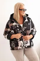 Kesi Włoski Dámská bunda Plus Size s kapucí a prodlouženým zadním dílem černá