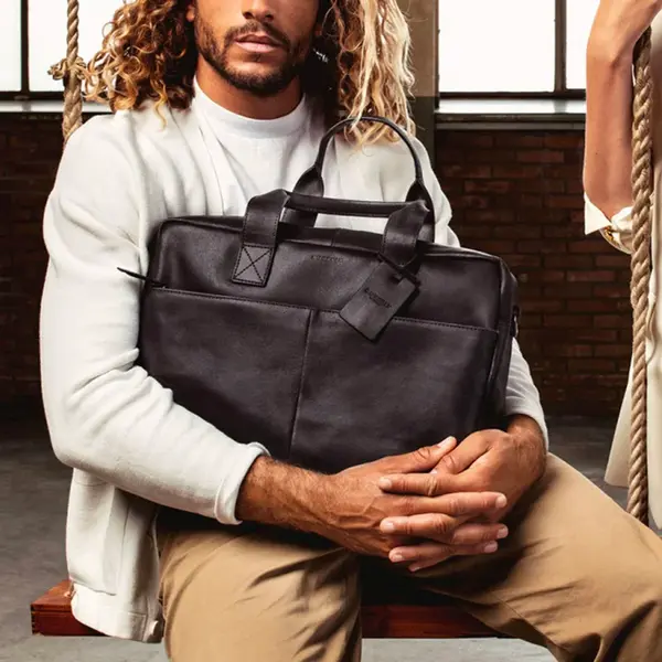 Pánska kožená taška na notebook Burkely Josse - čierna