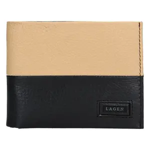 Pánská kožená peněženka Lagen Will - černo-béžová