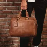 Pánská kožená taška na notebook Burkely Workbag - koňak