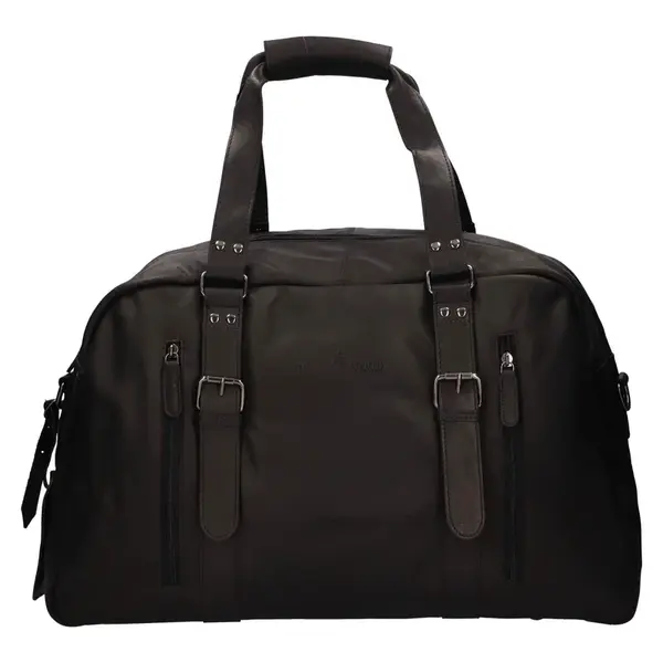 Kožená cestovná taška Greenwood Potes - čierna