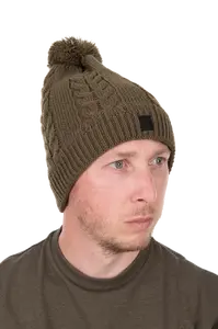 Fox čepice khaki knitted bobble