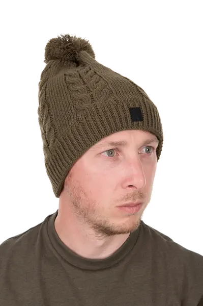 Fox čepice khaki knitted bobble