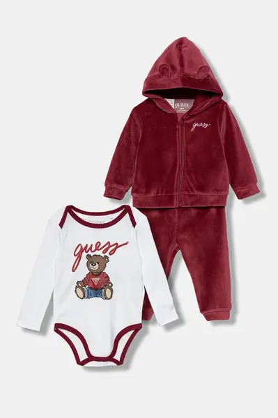 Kojenecká tepláková souprava Guess 3-pack vínová barva, H5BW07 KAVN4