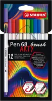STABILO Pen 68 brush - ARTY - balenie 12 ks (Prémiový vláknový fix s hrotom štetca pre rôzne šírky čiary)