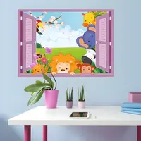 Samolepka na stenu/Tapeta Zvieratká v okne H16644