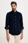Manšestrová košile Tommy Hilfiger pánská, tmavomodrá barva, regular, s límečkem button-down, MW0MW40486