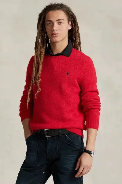 Vlněný svetr Polo Ralph Lauren pánský, béžová barva, 710918805