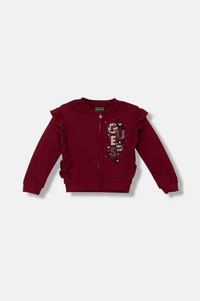 Dětská bavlněná mikina Guess červená barva, s aplikací, K5BQ02 KAX74