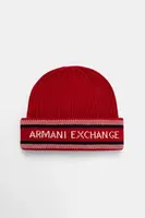 Čepice s příměsí vlny Armani Exchange červená barva, XM001551 AF13776