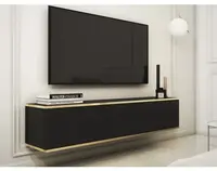 Závěsná TV skříňka Orfeo, 135 cm, černá/zlatá