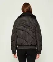 Guess dora detachable knit-collar pu s