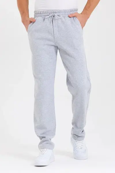 62819 Dewberry Straight Leg Back Pocket Detailed Sweatpants-GREY