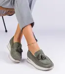 Gemre Green women's platform loafers with embellishment Selerina