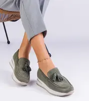 Gemre Green women's platform loafers with embellishment Selerina