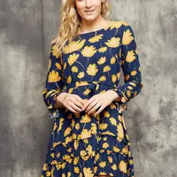 Cocomore Boutiqe floral dress tied at the waist navy blue