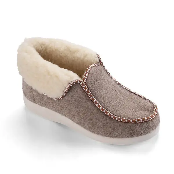 Dámské vysoké bačkory s ovčí vlnou béžové vel. 38