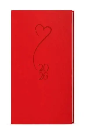 Týdenní diář 2026 Jakub Vivella s ražbou kapesní červená Srdce