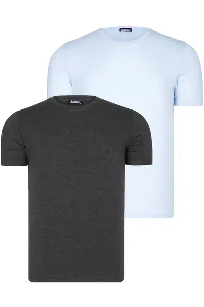 DUAL SET T8569 DEWBERRY BIKE COLLAR MENS T-SHIRT-BLUE-ANTHRACITE