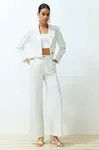 Trendyol Ecru Wide Leg/Wide Leg Striped Woven Trousers
