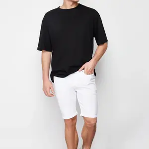 Trendyol bílé regular fit strečové džínové kraťasy