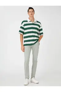 Koton Basic Gabardinové kalhoty s 5 kapsami a detaily knoflíků.