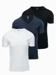 Ombre BASIC men's V-neck cotton t-shirt set - black/white/blue