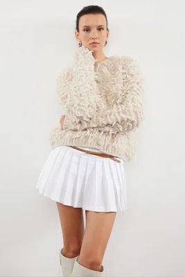 Trendyol Stone Soft Texture Tassel Coat Knitwear Cardigan