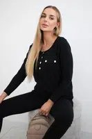 Set s výstřihem na druky černé barvy