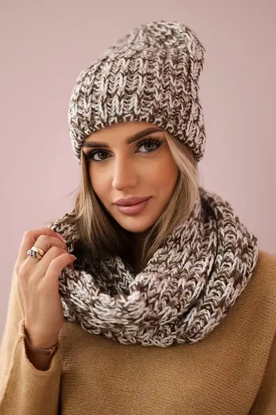 Dámská souprava s fleecem Merry K202 hnědá + ecru