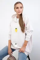 Zateplená mikina s motivem jahod béžová melanž