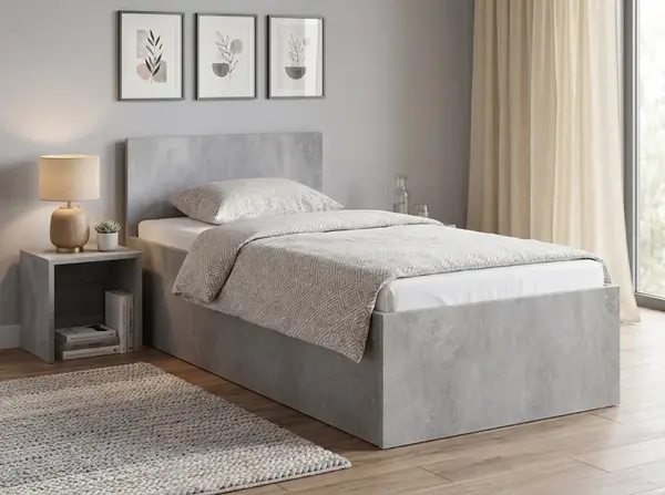 Posteľ SOFIA 90 x 200 cm, betón Rošt: S latkovým roštom, Matrac: Matrac DELUXE 10 cm
