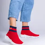 marka niezdefiniowana Red sporty sneakers with a sock-like upper Pikola
