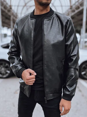 Pánská kožená bunda bomber černá Dstreet