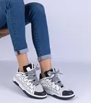 Gemre Black women's sneakers with decorative lacing Grejs