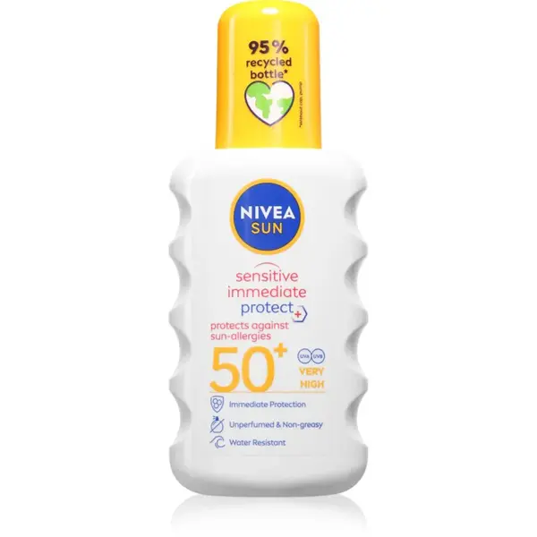 NIVEA SUN Sensitive Immediate sprej na opalování Sensitive SPF 50+ 200 ml