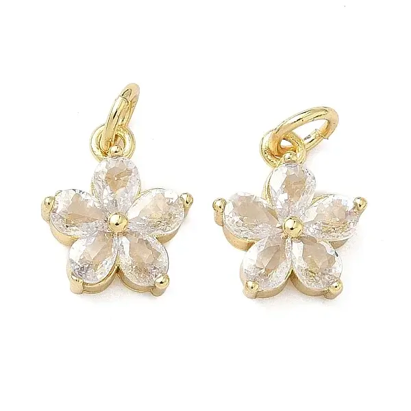 Brass Micro Pave Clear Cubic Zirconia Charms