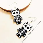 Cat Shape with Skeleton Acrylic Dangle Earrings
