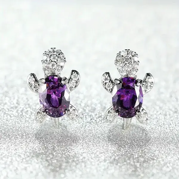 Tortoise Zinc Alloy Cubic Zirconia Stud Earrings