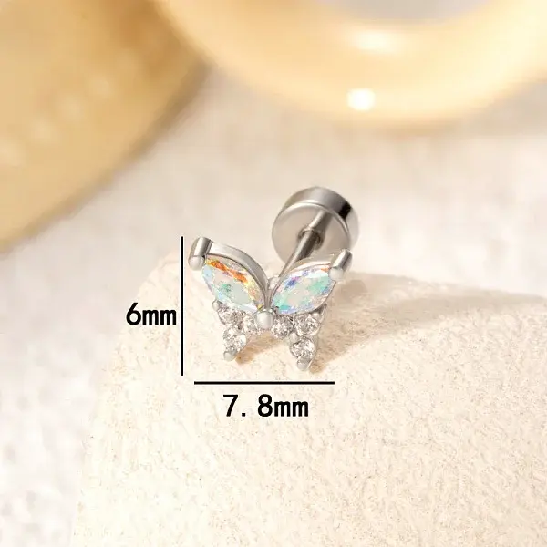 Butterfly Brass Pave Cubic Zirconia Cartilage Earrings