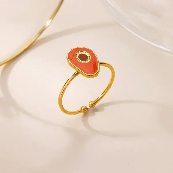 Fruit 304 Stainless Steel Enamel Cuff Open Rings